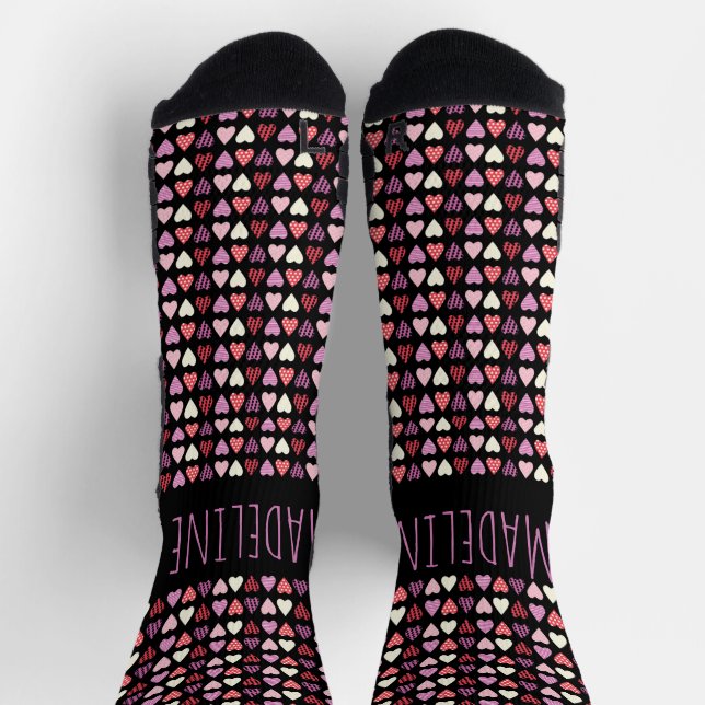 Chaussette Coeurs Simple Main Tirée Saint Valentin Motif (Haut)