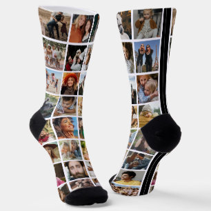 Chaussette Collage de photos drôle originalité