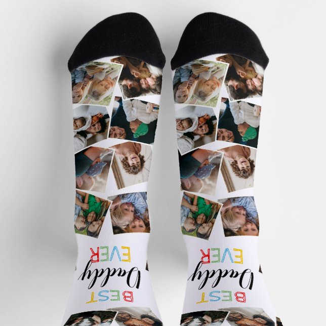 Chaussette Collage photo de Best Daddy Ever Fun (Haut)