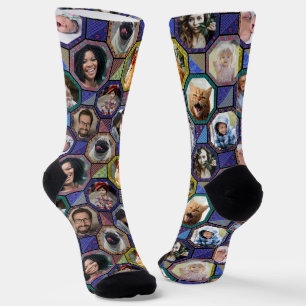 Chaussette Collage photo famille Easy Dark Quilt Look 12 Phot