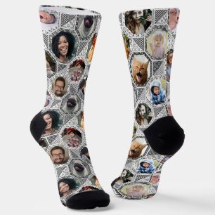 Chaussette Collage photo famille Easy Grey Quilt Look 12 Phot