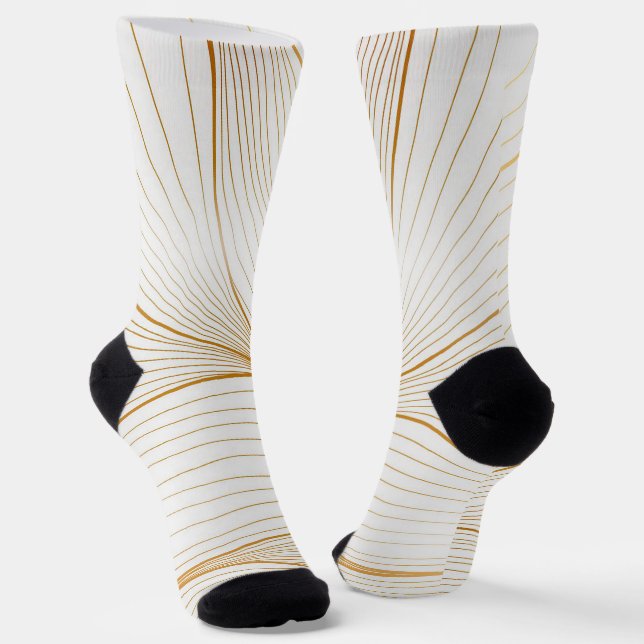 Chaussette Collection de lignes de feuilles blanches dorées m (Angulaire)