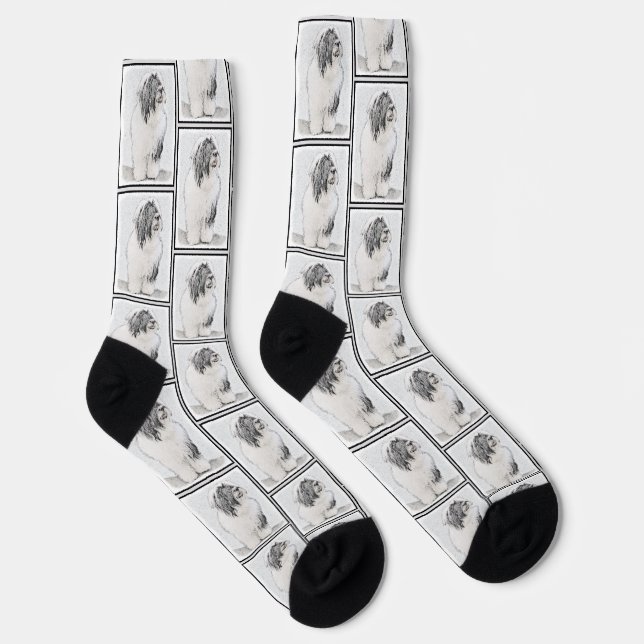 Chaussette Collie à poils Beardie Black Dessin mignon Chien A (Droite)