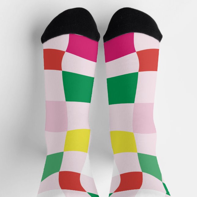 Chaussette Coloré moderne | Blocks Tartan Plaid Christmas (Haut)