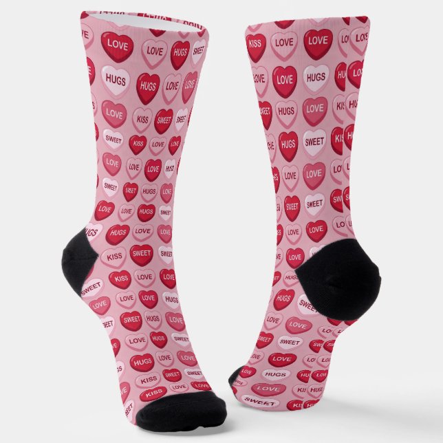 Chaussette colorful candy Valentine's day heart pattern (Angulaire)