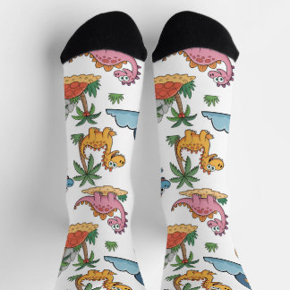 Chaussette Colorful Cute Cartoon Dinosaurs Tropical Fun Socks