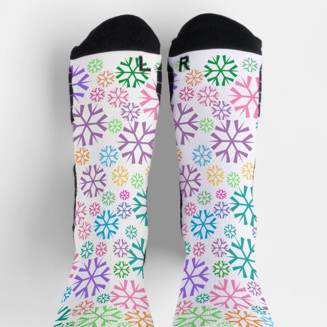 Chaussette Colorful Snowflakes Pattern on White (Haut)