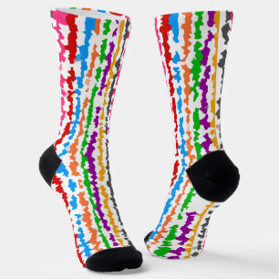Chaussette Conception Abstraite Irrégulière Colorée Blanche