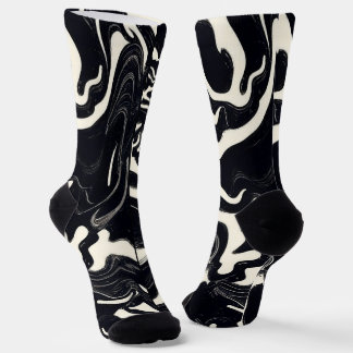 Chaussette Conception d'art abstrait noir et blanc sur