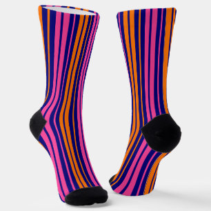Chaussette Conception de bandes verticales orange bleu rose