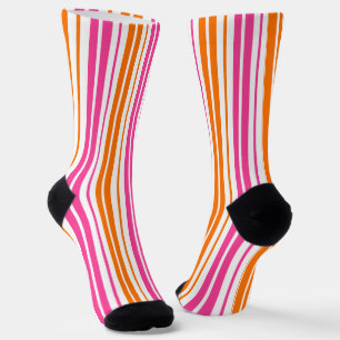 Chaussette Conception de bandes verticales rose orange blanc 