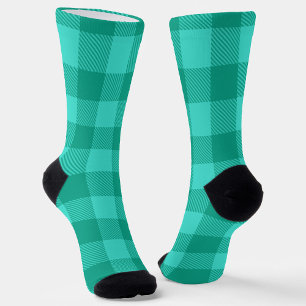 Chaussette Conception de carreaux à carreaux gingham sarcelle