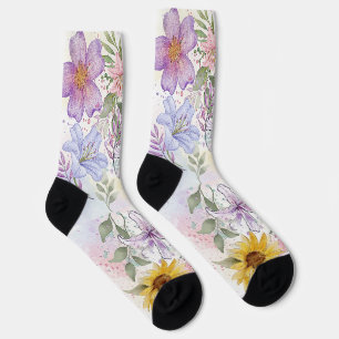 Chaussette Conception de couleur d'eau de tournesol