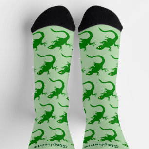 Chaussette Conception de lézard vert personnalisée