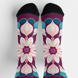 Chaussette Conception de mandala floral coloré