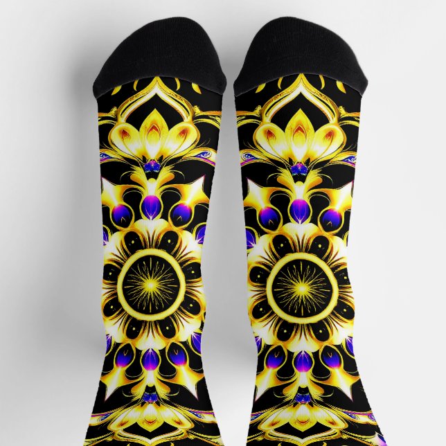 Chaussette Conception de mandala orné vibrant (Haut)