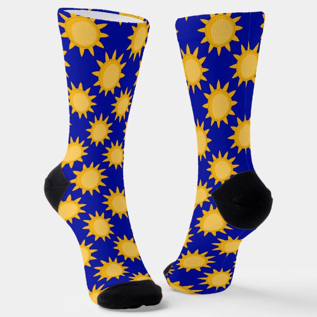 Chaussette Conception de motif de soleil sur fond bleu (Angulaire)