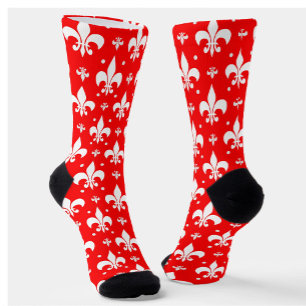 Chaussette Conception de motif fleur de lis rouge