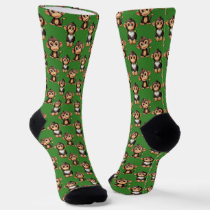 Chaussette Conception de motif singe vert
