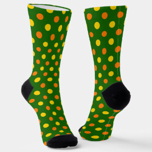 Chaussette Conception de points polka jaune orange vert