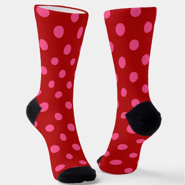 Chaussette Conception de points rouges rose bordeaux  (Créateur téléchargé)