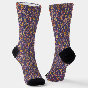 Chaussette Conception florale fantaisiste avec des vignes sur