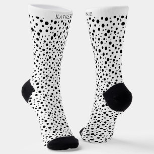 Chaussette Conception personnalisable à pois blancs et noirs