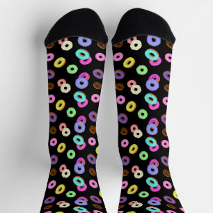 Chaussette Cool amusant beignets colorés motif noir