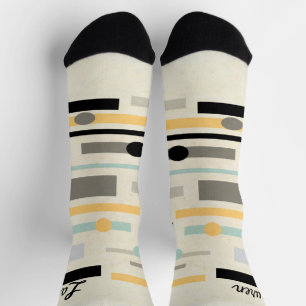 Chaussette cool boho moyen siècle moderne ajouter votre nom