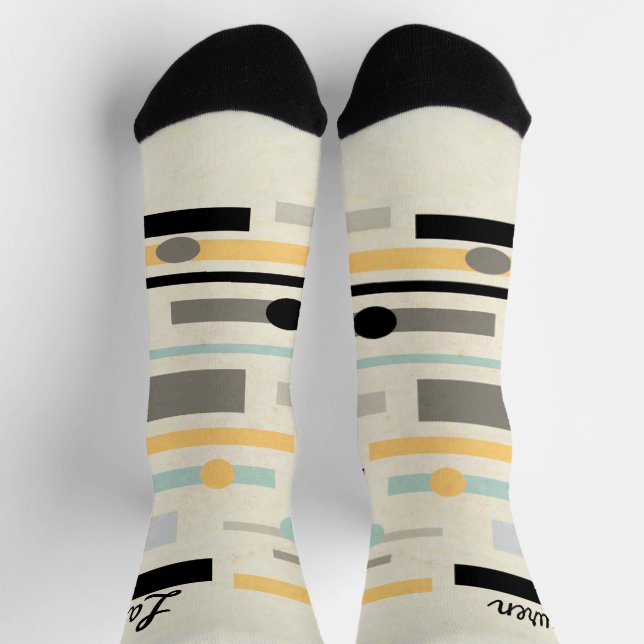 Chaussette cool boho moyen siècle moderne ajouter votre nom (Haut)