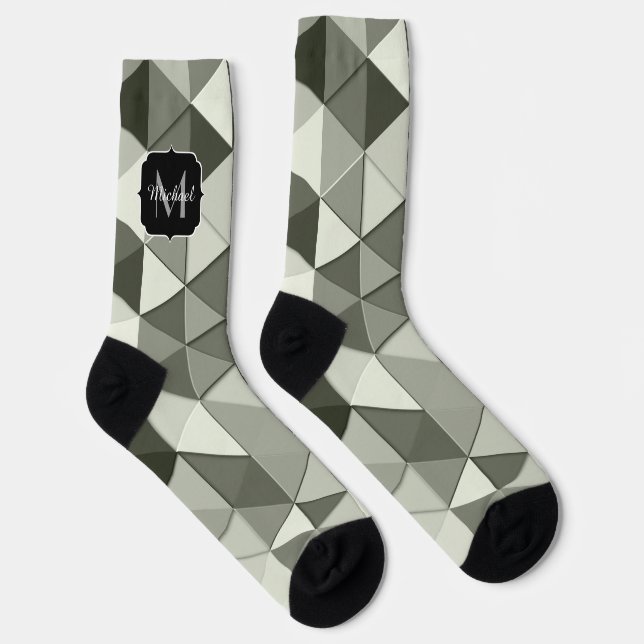 Chaussette Cool en niveaux de gris triangle géométrique motif (Droite)