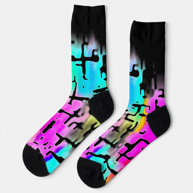 Chaussette Cool funky aux couleurs vives Abstrait (Gauche)