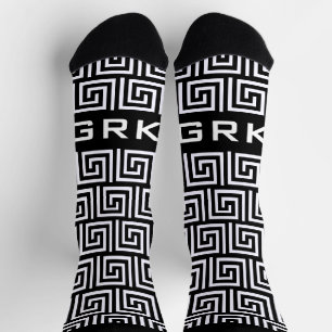 Chaussette Cool noir & blanc Grec clé meander nom du motif