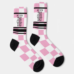Chaussette Cool papa Personnalisé À damiers rose