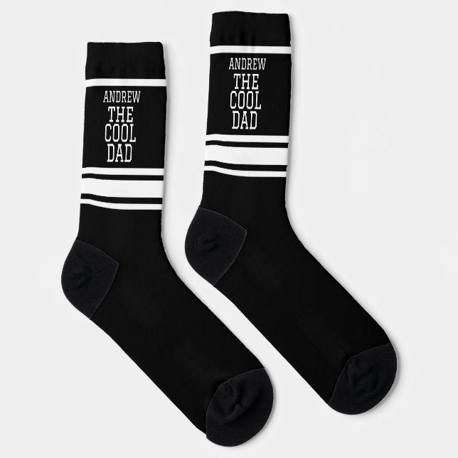 Chaussette Cool papa personnalisé noir rayé (Droite)