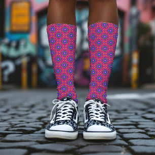 Chaussette Cool Peacock Abstrait Colorful rose violet Motif