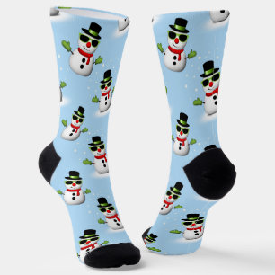 Chaussette Cool Snowman Noël motif bleu hiver