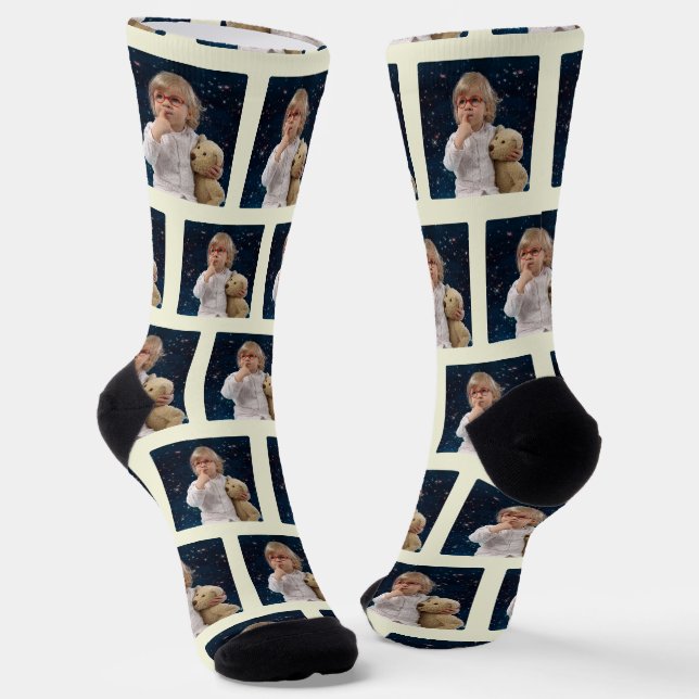 Chaussette Couleur personnalisée Beige Kids mignonne Photo (Angulaire)