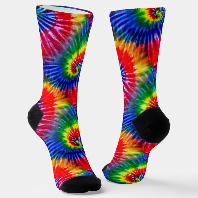 Chaussette Couleurs primaires Fun brillant Retro Tie Dye Spir (Angulaire)