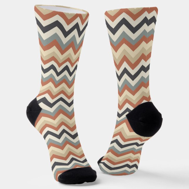 Chaussette Couleurs subtiles et Motif Zigzag (Angulaire)