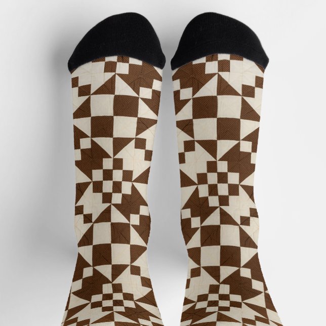 Chaussette courtepointe Brown et blanche (Haut)