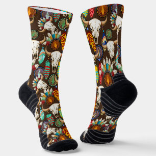 Chaussette Crâne de buffle emblème amérindien