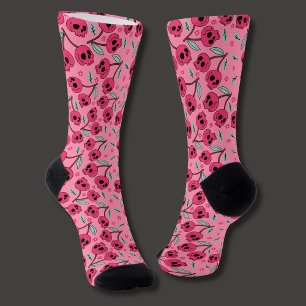 Chaussette Crâne de Cerise Rétro Groovy Féminin