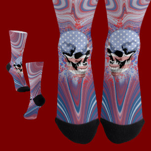 Chaussette Crâne sur l'Arrière - plan rouge blanc et bleu Abs