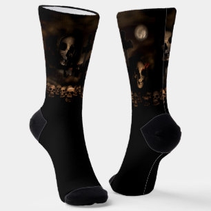 Chaussette Crânes de cimetière Halloween gothique