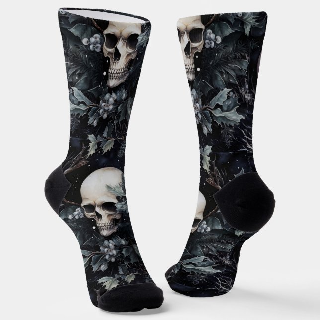 Chaussette Crânes de Noël gothiques (Angulaire)
