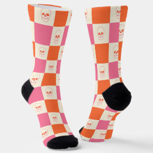 Chaussette Crânes de tableau de bord en rose, orange et crème