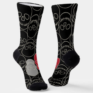 Chaussette Crânes - Noir de chauve-souris et Blanc d'os