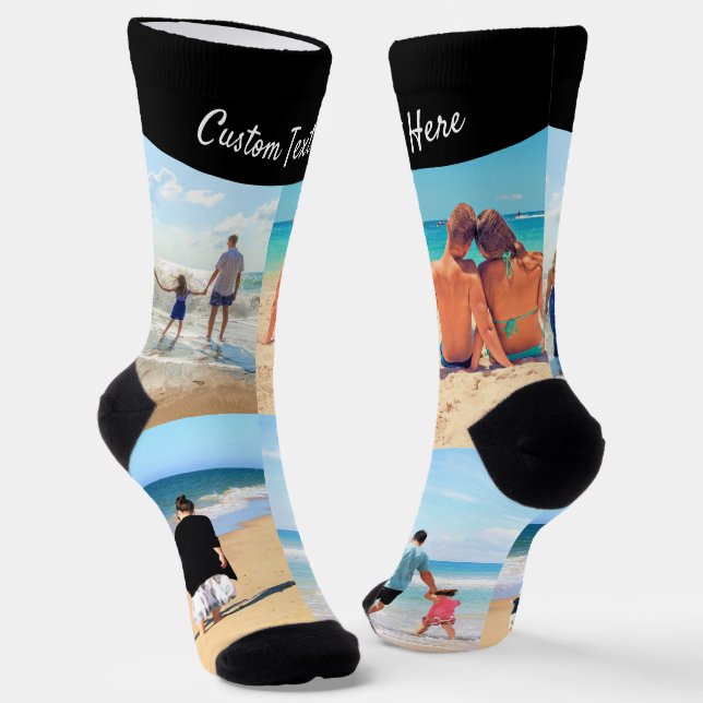 Chaussette Create Your Own Photo Collage Socks Custom Text (Angulaire)