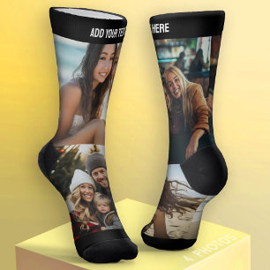 Chaussette Créer un collage de 4 photos personnalisé avec du 